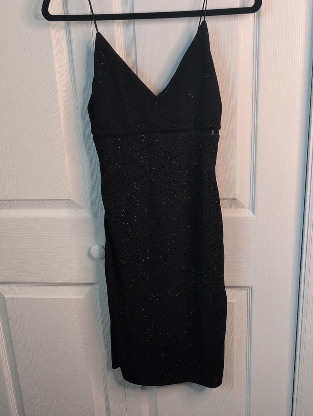 Alice & Olivia Black Sparkle Spaghetti-Strap Dress